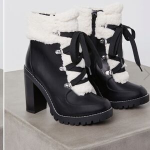 PALLI FAUX SHEARLING LACE-UP BOOTIE BCBGeneration